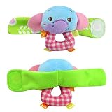 wenasi 2pcs Baby Wrist Rattleソフト動物おもちゃfor Toddler ( Elephant and Monkey )