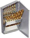 Chicago Latrobe 150T Series High-Speed Steel Jobber Length Drill Bit Set With Metal Case, TiN Coated