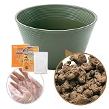 14号 プロが考えた睡蓮鉢(メダカ鉢) グリーン + ビオの土(水草の粘土) 6L(3L×2) + 固形栄養素 + カルキ抜き