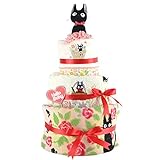 おむつケーキ ジジ 魔女の宅急便 ジブリ 3段 出産祝い ベビーギフト タオル ガラガラ スタイ ぬいぐるみ jiji8
