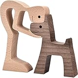 木製 犬の置物 オブジェ 犬と男 おきもの インテリア かわいい 犬 男の子 木の雑貨 クリスマスギフト