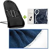 【今治タオルブランケットセットFLW】babybjorn（ベビービョルン）ベビーシッターバランス メッシュ（エアー）ブラック（バウンサーカバーフラワーブルー）