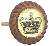 チャールストンノブCompanyアンティークアイアン、ガラスインレーノブ、2セット、King 's Crownデザイン