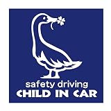 デザイン工房ＳＩＧＮＳ 車ステッカー Child in car 16 綺麗にはがせる 車 ステッカー アヒル 四つ葉 ネイビー