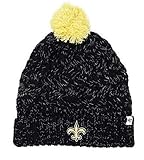 新しいOrleans SaintsレディースFiona Pomニットファッションビーニー帽子キャップ – ブラック&ゴールド