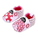 WIN ビーシューズ ファーストシューズ ビー 子供 靴 赤ちゃん 滑め防ぐ靴 室内履き ルームシューズ ソフトソール 出産お祝いプレゼントにも (13cm, バラ色/ホワイト)