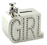 Silver Plated Diamante Money Box, Christening, New Baby Gift etc (GIRL) by Shudehill Giftware