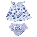 (アイム)iiniim　ガールズ　花プリン　トップス+ニッカボッカ2点セット　夏服　蝶結び　可愛い　子供服　カジュアル　薄地　通気　ベビー用 ブルー タグ：9 推薦年齢：6-9月