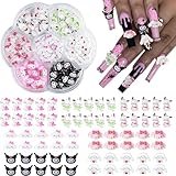 YAYAMIYA ネイルアートチャーム キティ サンリオ 70個セット 3D キティ ネイルデコレーション ジュエリーパーツ デコパーツ 立体 可愛い 手作り ハンドメイド 1箱の漫画の釘の装飾のかわいく大きい釘の石 宝石類の部品はハンドメイドの装飾の部品を制作する12色 (G1-2)