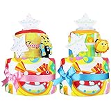 出産祝い 豪華 2段 Sassy サッシー おむつケーキ ピンク 女の子 パンパースパンツS 手作り ベビー 出産祝いギフト 出産祝 ウォッシュタオル バスタオル チャームバンド 付