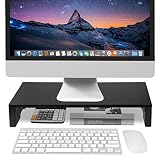 EAYHM モニター台 机上台 木製天板 モニタースタンド パソコンラック 卓上 PCキーボード収納スタンド プリンター台