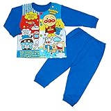 【本体綿100％】2017年 夏物 アンパンマン 天竺 お着替え練習 長袖パジャマ Anpanman ブルー◇80cm