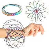 ARINKURIN くるくる回る マジックリング 魔法のスプリング 3D 立体 マジックブレスレット Flow Ring フロウリング アームスピン 腕輪 ステンレス キネティックスプリング おもちゃ ストレス解消 トーラス 神聖幾何学 (レインボー)