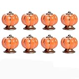 8pcsセラミックヴィンテージPumpkinキャビネット引き出しノブ、Homeselfドア引き出しノブプルhandle-40 mm Home-0A08