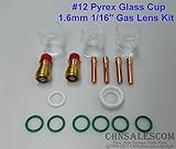 CHNsalescom 17個のTIG溶接スタッフィーガスレンズ＃12パイレックスカップキット WP-17/18/26 1.6jmm 1/16"
