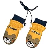 アスナロ（グローブ） スノーミトン ベビー 男児 ZOOMIC アップリケ 手袋 防寒 3-4才 イエロー