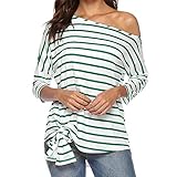 LZEレディース ストライプ タイアップトップ レトロスタイル 七分丈 セクシー Vネック ファッション 上着 トップス 魅力 ブラウス 洋服 春夏秋着 通勤 通学 日常 デート パーティー