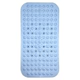ノンスリップバスマット吸引カップupintekドレイン穴マッサージ磁石Washableバスマット28 x 14inches (ブルー)