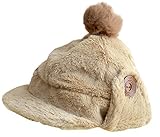 Plus Nao(プラスナオ) なめらか手触りポンポン付裏側フリース耳あて帽子 キッズ キャップ 女の子 男の子 ジュニアサイズ キャップ 子供用 - ベージュ