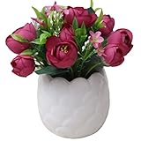 Outflower　盆栽　陶器　シルクフラワー　人工観葉植物　家庭装飾品　園芸用品　植木鉢　プレゼント　贈り物　単品　雑貨　可愛い　ホワイトセラミック　人工観葉植物盆栽　植木鉢