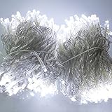 電光ホーム イルミネーション ストレート 30m 300球 ホワイト クリアケーブル