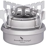 Boundless Voyage チタン アルコールストーブ 五徳付 アルコールバーナー 超軽量41g 頑丈 コンパクト アルコールストーブ 風防 シングルバーナー 登山 防災グッズ アウトドア キャンプ用品 収納袋付き (チタンアルコールストーブ 