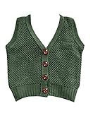 Plus Nao(プラスナオ) ニットベスト ジレ 前開き Vネック 無地 シンプル 羽織り トップス 子供服 こども服 キッズ KIDS ベビーウェア ベビ ダークグリーン 110cm