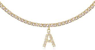 Letter Necklace 14k Gold Plated Tennis 