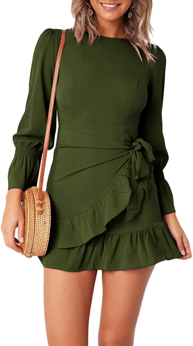 wrap around ruffle dress