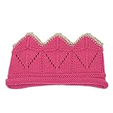 ベビー クラウンニットヘアバンド ゴールドステッチ 約43cm-47cm マゼンタ