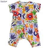 オーシャンアンドグラウンド ベビー肌着半袖 ロンパース BLOOMING レッド