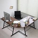 【限定】 パソコンデスク コーナー 幅150cm L字 デスク 机 PCデスク オフィスデスク 木製天板 ブラウン KS001BR