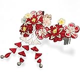 七五三お子様髪飾り2点セット つまみ細工 紅菊とぼかし梅花