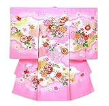 お宮参り着物 正絹 女の子のお祝い着(初着・産着) 日本製「ピンク、鈴と菊　」IGU795