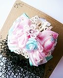オリジナル ハンドメイド バレエ バレリーナ リボン レース ローズ ラインストーン バレッタネット No.64