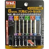 (業務用25セット) TRAD 六角ビットセット/先端工具 【6個入り×25セット】 全長：65mm TCH-665 〔DIY用品/大工道具〕