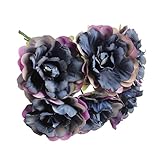 Fenteer 多種選べる　6頭/束　人工花　造花　牡丹　ブーケ　DIY　結婚式　家庭　装飾　 - 青灰色, 4x8cm