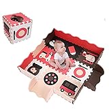 Kids Playマットベビー非毒性Extra Thick Foam Mat withゲートフェンス25-piece レッド **AMM005048_R