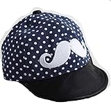 Spinas(スピナス) キッズ ベビー 帽子 キャップ ロゴ ひげ 水玉 ドット 夏 ワイヤー つば かわいい 日よけ UVカット 熱中症 防止 おでかけ 男の子 女の子 全3色 ブラック ネイビー