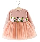 Godlovefullワンピース 子供 ベビー服 女の子 お姫様 ドレス 赤ちゃん 可愛い チュール切り替え 花刺繍 おしゃれ ふわふわ キッズドレス ガールズ 女児 出産祝い 入園式 卒園式 ジュニ