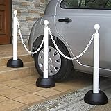 駐車場 ポール チェーンスタンド3本 チェーン付き プラスチック /本体：ホワイト 白 /チェーン：ホワイト 白 1.5m×3本