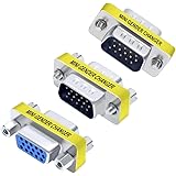 DTECH VGA VGA 変換 延長 アダプター ミニ D-Sub 15ピン 中継 コネクター アナログ RGB プラグ 小型 フルHD 1080P 3個入り オス-オス メス-メス オス-メス