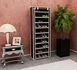 Homebiシューズラック 靴棚10段収納 カバー付きクローゼット型 組み立て品 幅61.5×奥行31.5×高さ173.5cm HB-10T-BR (ブラウン)