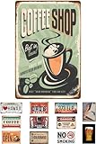 レトリカン ブリキ看板 全120種類 アメリカン 雑貨 ナンバー プレート レトロ ガレージ 車 バイク アンティーク インテリア 昭和 ヴィンテージ (コーヒー(各1枚), NO.8)