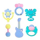 Rattle Teether Set幼児おもちゃ、Godr 6pcsサウンドHand Rattle Teethingギフトおもちゃ0 – 12ヶ月のミュージカルおもちゃのベビー新生児ギフトセット。
