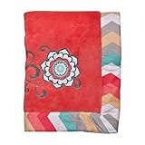Trend Lab Waverly Pom Pom Play Embroidered Fleece Baby Blanket, Coral [並行輸入品]