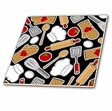 Janna Salak Designs Occupational Gifts – キュートなシェフまたはクックLoveパターンでブラック – タイル 4-Inch ct_172123_1