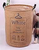 GreenForest Laundry Storage bucket Retro Vintage Jute Linen Burlap Round Storage with Hanger Design 