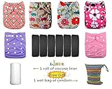 Lilbit 6pcs Pack Girls' Washable Adjustable One Size Fits All Baby Cloth Diapers by LilBit