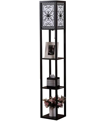 Amazon.co.jp: フロアスタンド 棚付き 3段 木製 フロアライト フロア